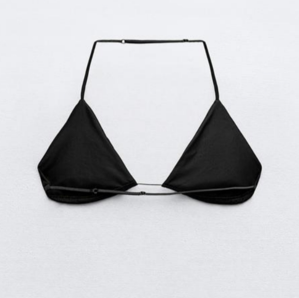 Zara Black Floral Detail Bikini Top - Picture 8 of 9